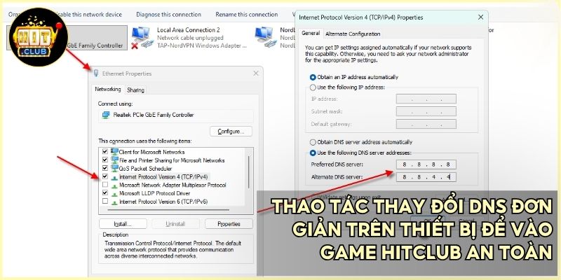 Thực hiện đổi DNS theo chỉ dẫn là cách vào Hitclub khi bị chặn dễ dàng nhất